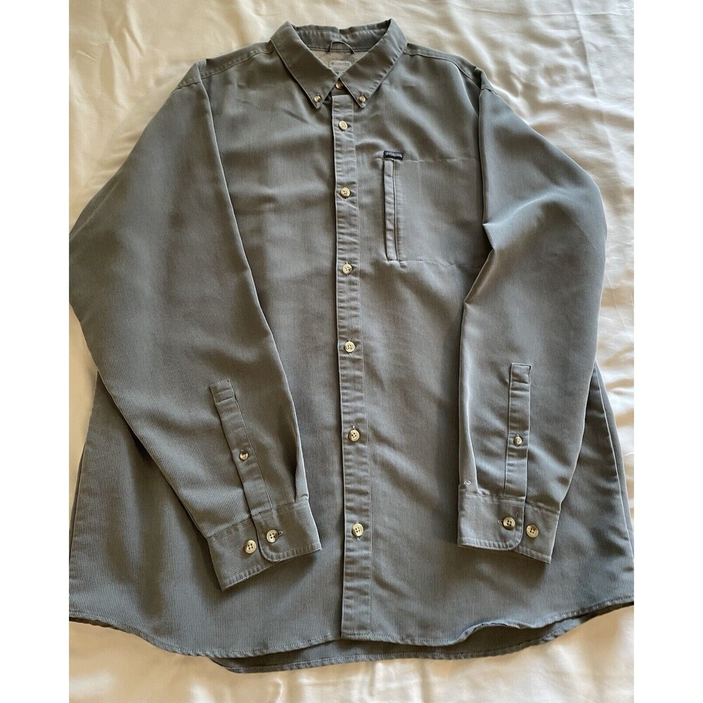 Columbia Shirt Men Size XL Gray Long Sleeve Zippered Pocket